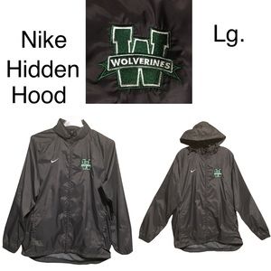 Nike Lg Hidden Hood Full Zip Wolverines Gray Jacket Mesh lined EUC Like …